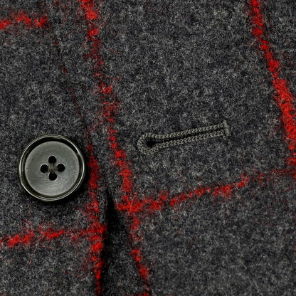 【中古】ユニバーサルランゲージ UNIVERSAL LANGUAGE ウール チェック スリーピース 2つボタンスーツ ダークグレーxレッド【 JK48/VE44/PT76 】【 状態ランクA 】【 メンズ 】