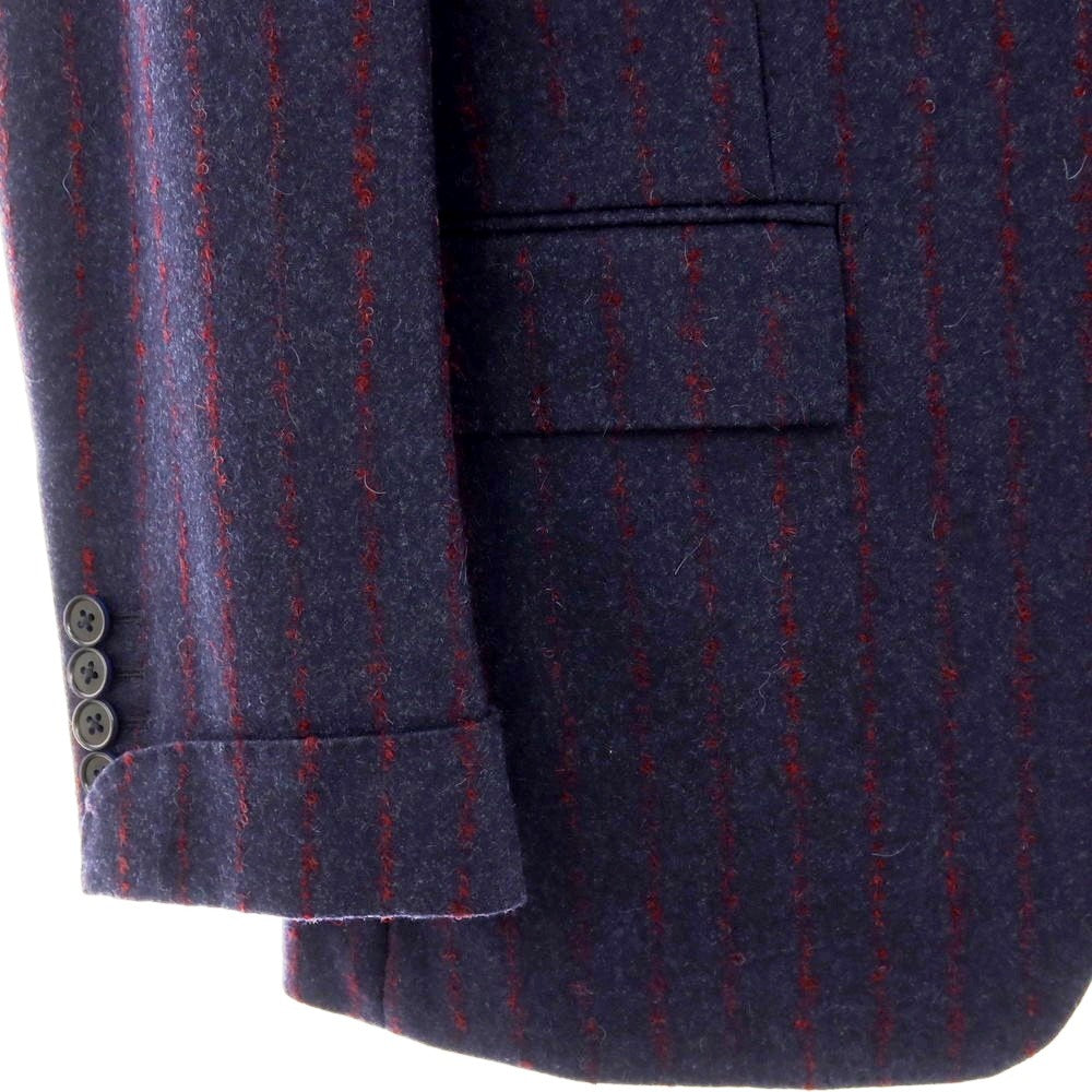 【中古】ユニバーサルランゲージ UNIVERSAL LANGUAGE ウール ストライプ スリーピース 2つボタンスーツ ネイビーxレッド【 JK48/VE44/PT76 】【 状態ランクA 】【 メンズ 】