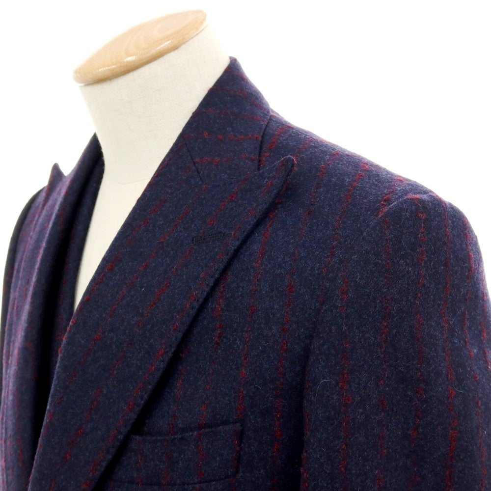 【中古】ユニバーサルランゲージ UNIVERSAL LANGUAGE ウール ストライプ スリーピース 2つボタンスーツ ネイビーxレッド【 JK48/VE44/PT76 】【 状態ランクA 】【 メンズ 】