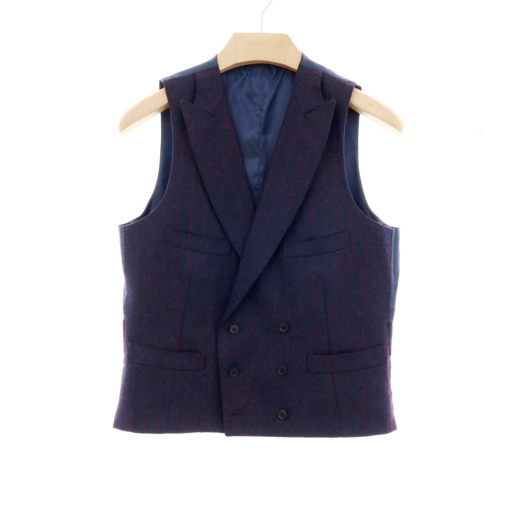 【中古】ユニバーサルランゲージ UNIVERSAL LANGUAGE ウール ストライプ スリーピース 2つボタンスーツ ネイビーxレッド【 JK48/VE44/PT76 】【 状態ランクA 】【 メンズ 】