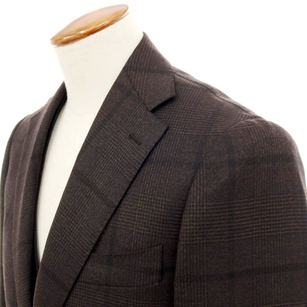 【中古】【未使用】ブリッラ ペル イル グスト Brilla per il gusto ウール チェック スリーピース 3つボタンスーツ ダークブラウンxブラック【 46 】【 状態ランクS 】【 メンズ 】