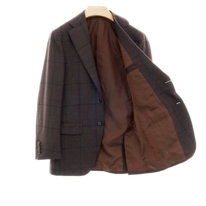 【中古】【未使用】ブリッラ ペル イル グスト Brilla per il gusto ウール チェック スリーピース 3つボタンスーツ ダークブラウンxブラック【 46 】【 状態ランクS 】【 メンズ 】
