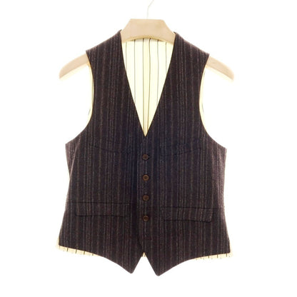 【中古】バセットウォーカー BASSETT WALKER ウール ストライプ スリーピース 2つボタンスーツ ダークブラウンxブラック【 46 】【 状態ランクC 】【 メンズ 】