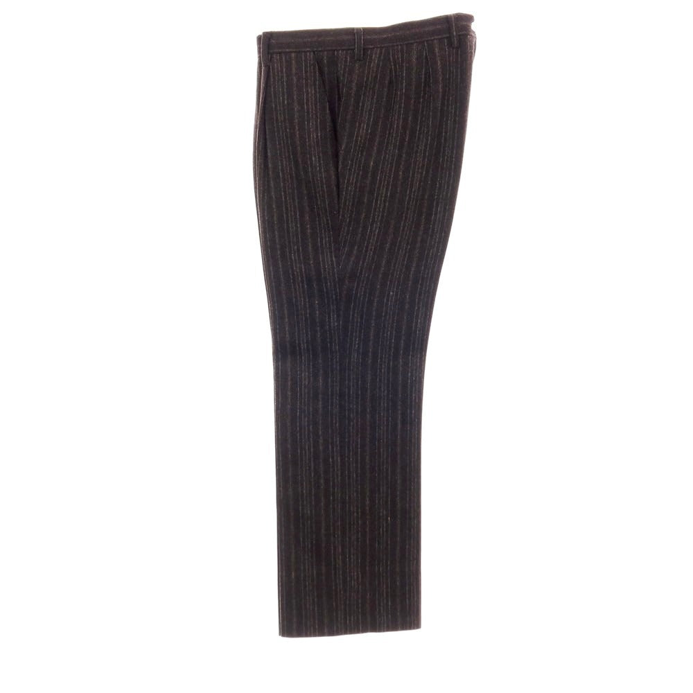 【中古】バセットウォーカー BASSETT WALKER ウール ストライプ スリーピース 2つボタンスーツ ダークブラウンxブラック【 46 】【 状態ランクC 】【 メンズ 】