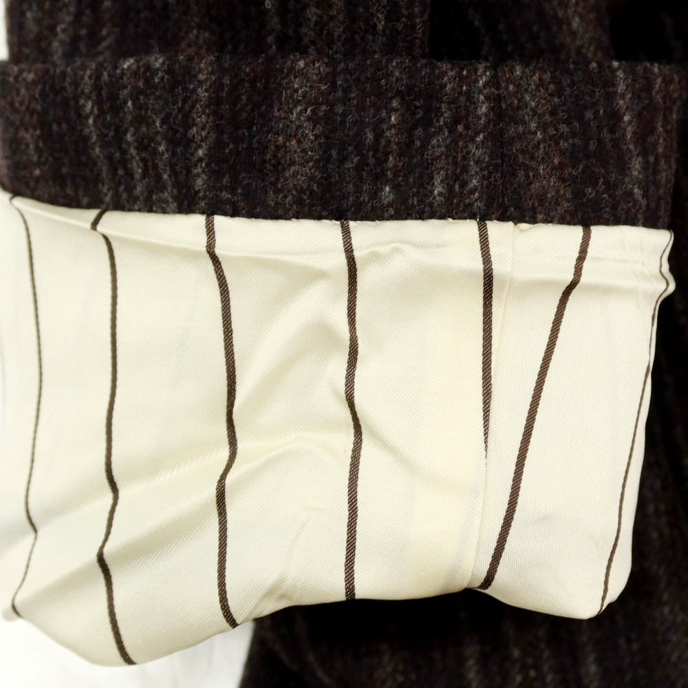 【中古】バセットウォーカー BASSETT WALKER ウール ストライプ スリーピース 2つボタンスーツ ダークブラウンxブラック【 46 】【 状態ランクC 】【 メンズ 】