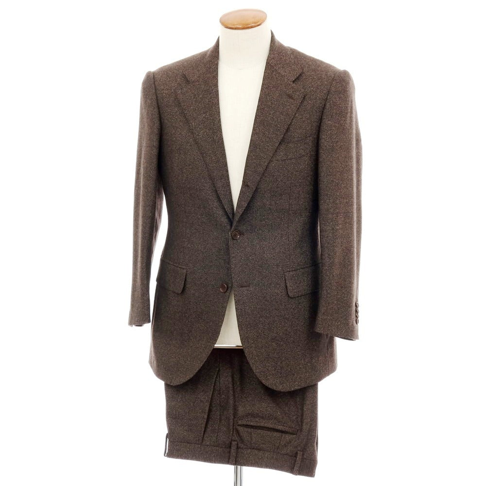 【中古】バセットウォーカー BASSETT WALKER ウール 3つボタンスーツ ダークブラウンxブラック【 46 】【 状態ランクD 】【 メンズ 】