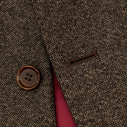 【中古】バセットウォーカー BASSETT WALKER ウール 3つボタンスーツ ダークブラウンxブラック【 46 】【 状態ランクD 】【 メンズ 】