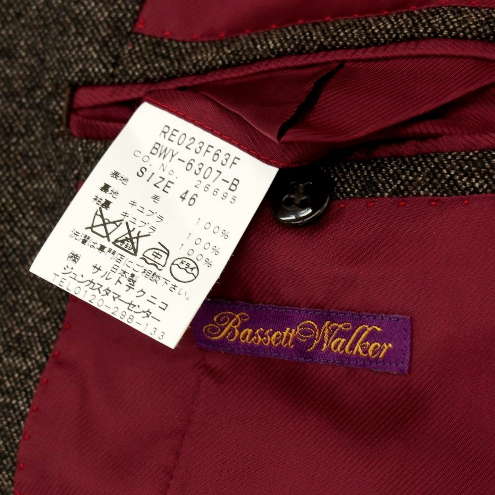 【中古】バセットウォーカー BASSETT WALKER ウール 3つボタンスーツ ダークブラウンxブラック【 46 】【 状態ランクD 】【 メンズ 】