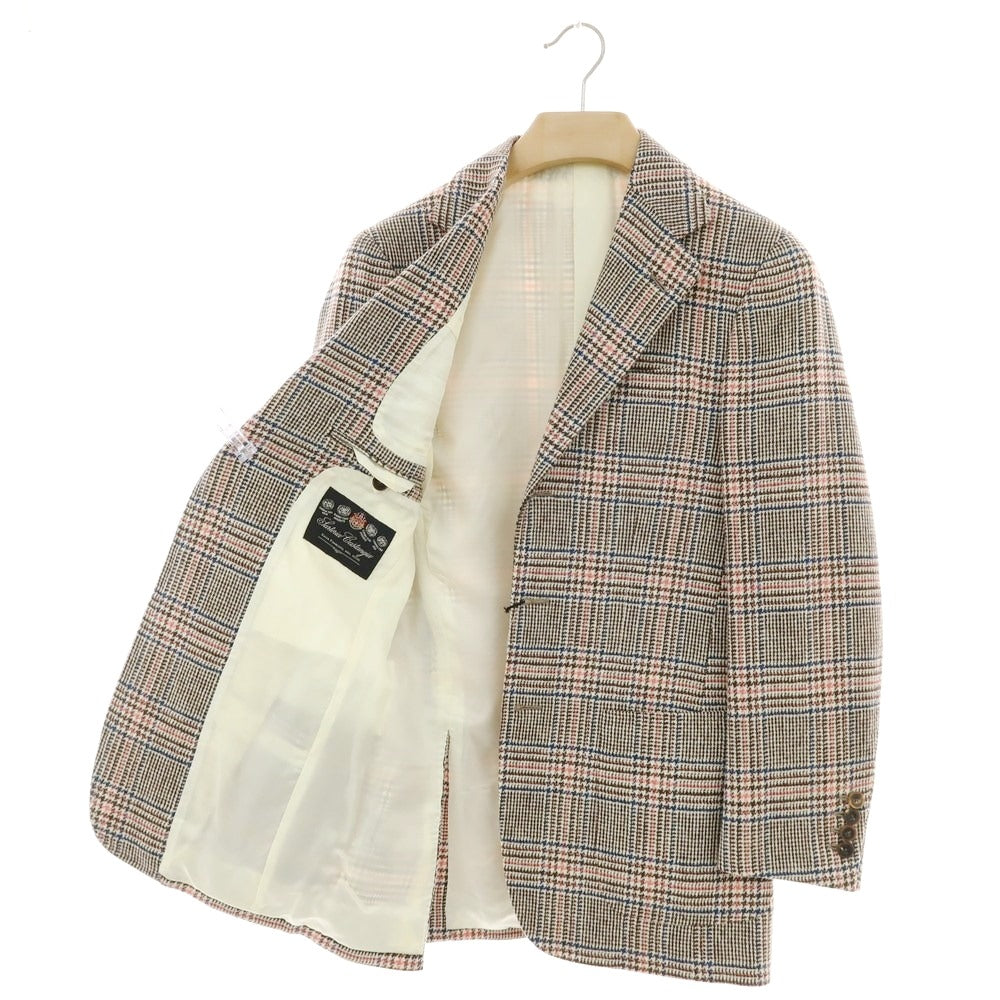 【中古】サルトリア カスタンジア Sartoria Castangia ウール チェック テーラードジャケット ブラウン【 42 】【 状態ランクA 】【 メンズ 】