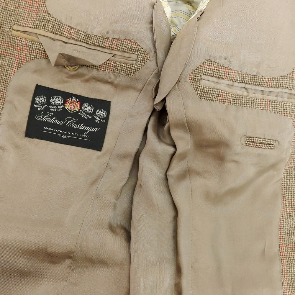 【中古】サルトリア カスタンジア Sartoria Castangia ウール チェック テーラードジャケット ブラウン【 42 】【 状態ランクB 】【 メンズ 】