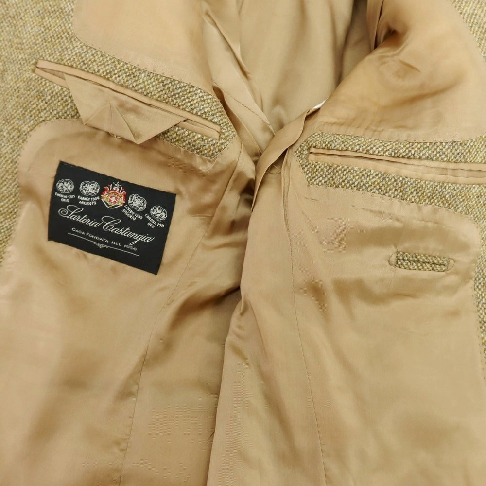 【中古】サルトリア カスタンジア Sartoria Castangia ウール テーラードジャケット イエローブラウン【 44 】【 状態ランクD 】【 メンズ 】