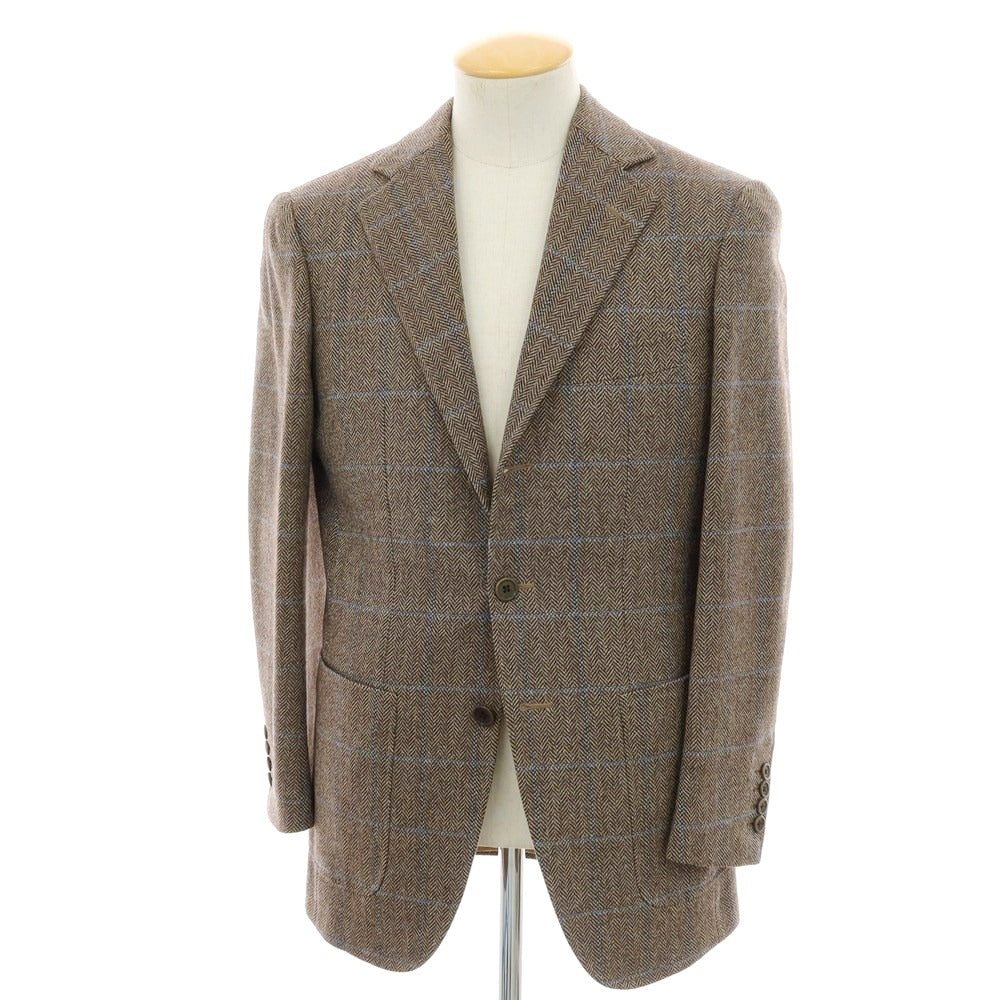 【中古】サルトリア カスタンジア Sartoria Castangia ウール チェック テーラードジャケット ブラウン×ライトブルー【 42 】【 状態ランクA 】【 メンズ 】