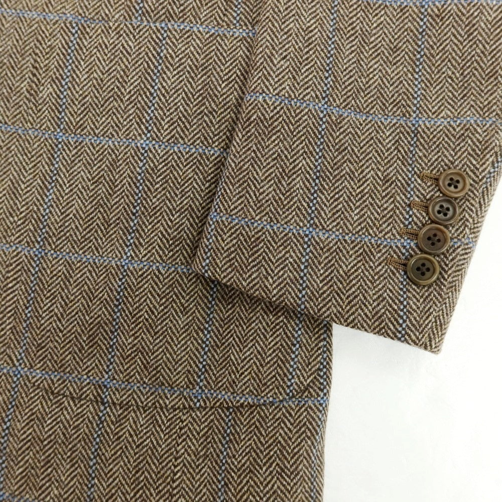 【中古】サルトリア カスタンジア Sartoria Castangia ウール チェック テーラードジャケット ブラウン×ライトブルー【 42 】【 状態ランクA 】【 メンズ 】