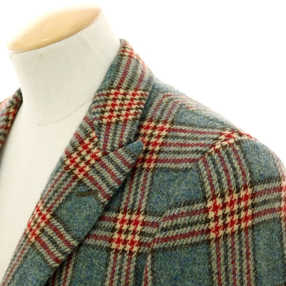 【中古】ジャン フランコ ボメザドリ Gian Franco Bommezzadri ウール チェック テーラードジャケット グリーン【 44 】【 状態ランクC 】【 メンズ 】