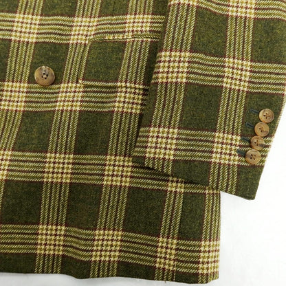 【中古】ベルベスト Belvest ウール チェック ダブル テーラードジャケット グリーン【 46 】【 状態ランクD 】【 メンズ 】
