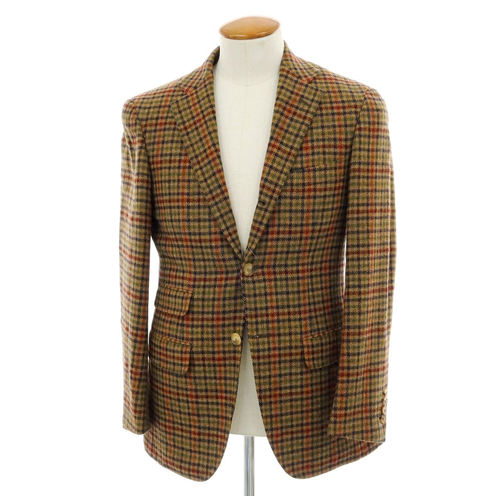 【中古】ベルベスト Belvest ウール チェック テーラードジャケット ブラウン【 46 】【 状態ランクD 】【 メンズ 】