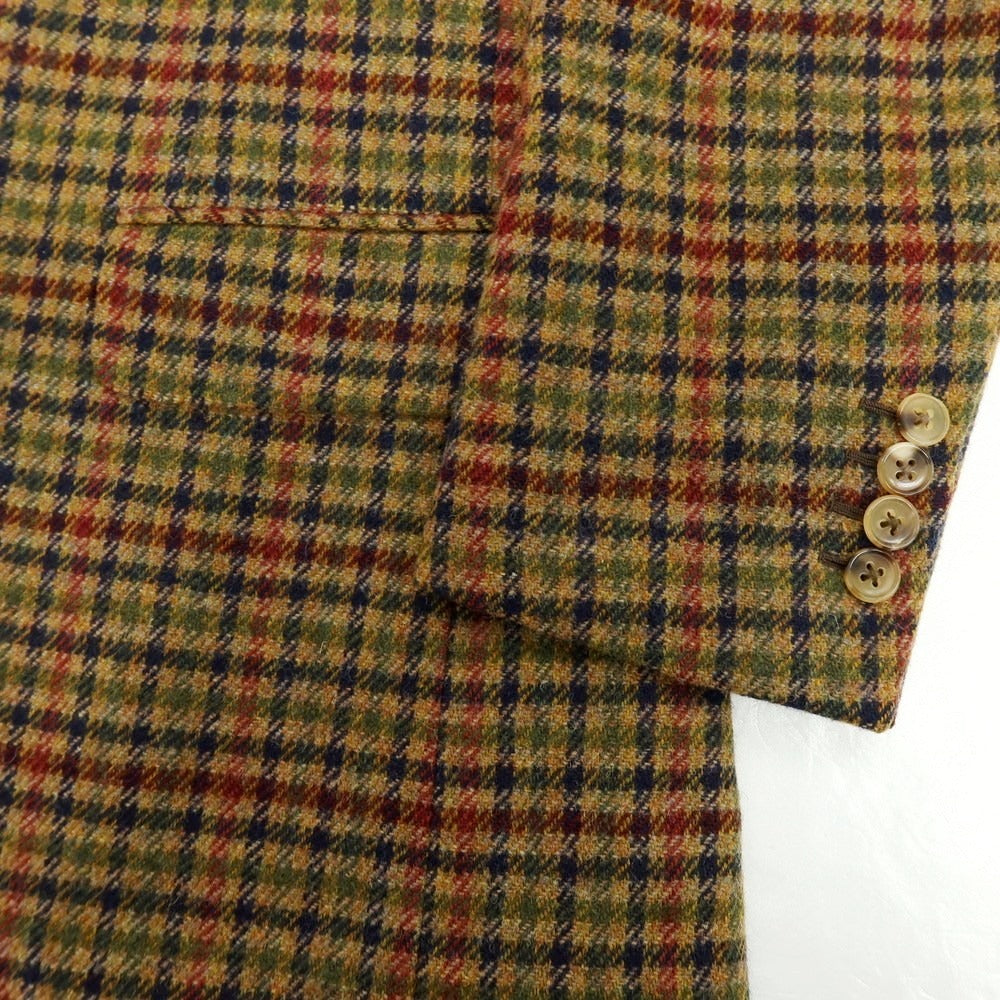 【中古】ベルベスト Belvest ウール チェック テーラードジャケット ブラウン【 サイズ46 】【 状態ランクD 】【 メンズ 】 [APD]