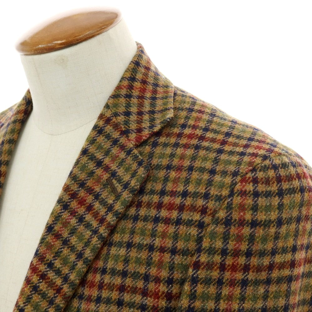 【中古】ベルベスト Belvest ウール チェック テーラードジャケット ブラウン【 46 】【 状態ランクD 】【 メンズ 】