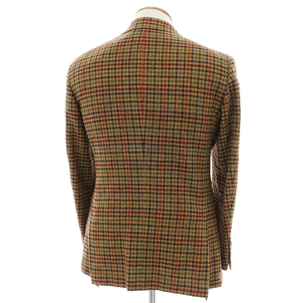 【中古】ベルベスト Belvest ウール チェック テーラードジャケット ブラウン【 46 】【 状態ランクD 】【 メンズ 】
