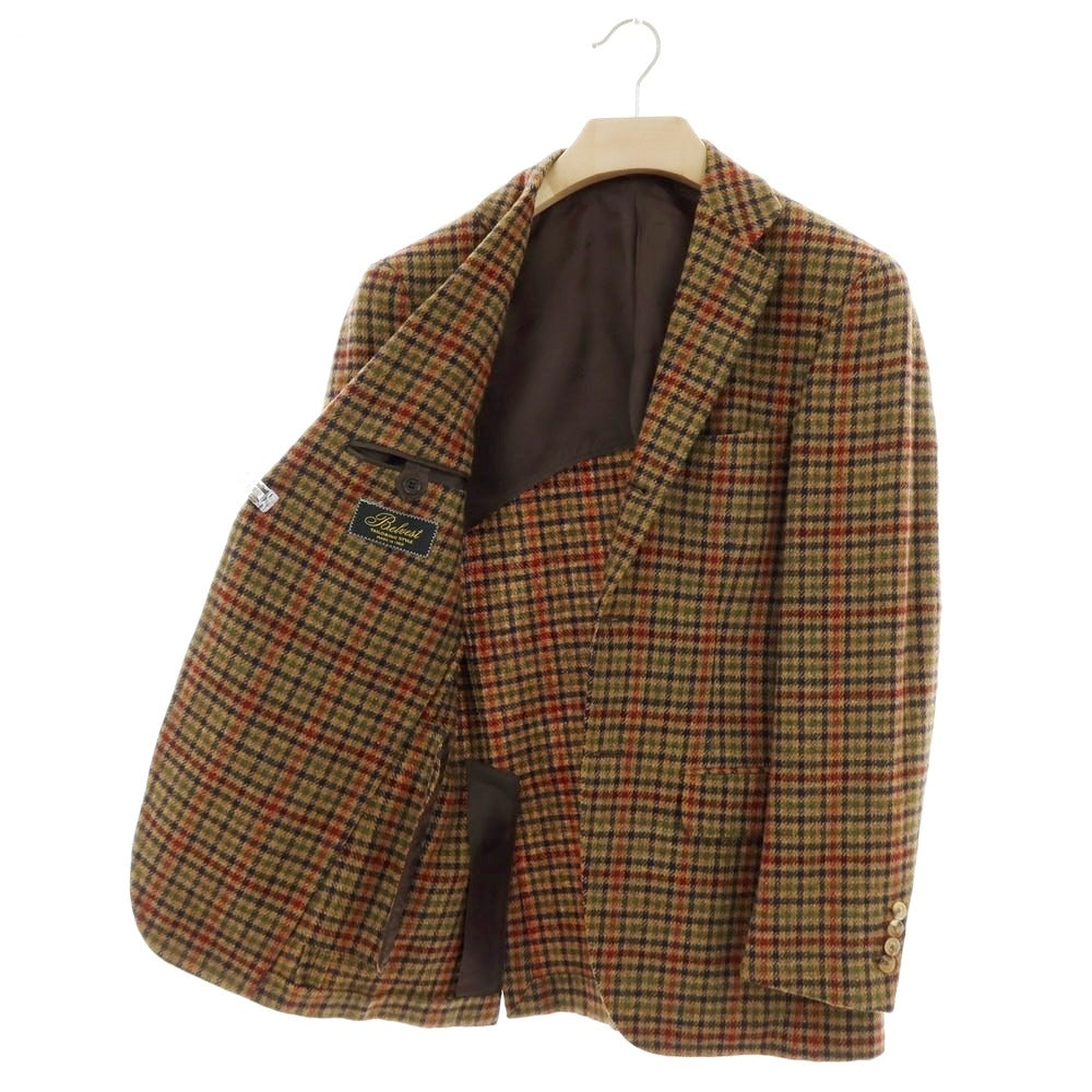【中古】ベルベスト Belvest ウール チェック テーラードジャケット ブラウン【 サイズ46 】【 状態ランクD 】【 メンズ 】 [APD]