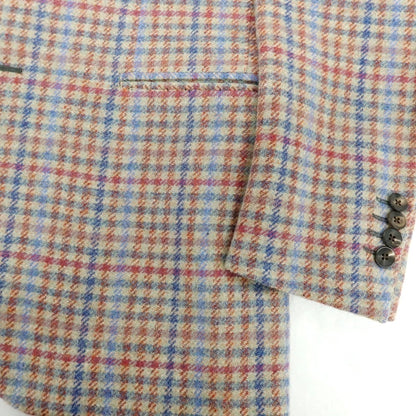 【中古】ボリオリ BOGLIOLI ウール チェック テーラードジャケット ベージュxブルー×レッド【 46 】【 状態ランクB 】【 メンズ 】
