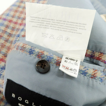 【中古】ボリオリ BOGLIOLI ウール チェック テーラードジャケット ベージュxブルー×レッド【 46 】【 状態ランクB 】【 メンズ 】