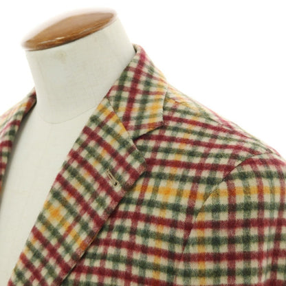 【中古】タリアトーレ TAGLIATORE ウールポリエステル チェック カジュアルジャケット ベージュ×ボルドーxグリーン系【 46 】【 状態ランクA 】【 メンズ 】