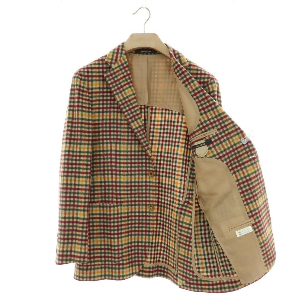 【中古】タリアトーレ TAGLIATORE ウールポリエステル チェック カジュアルジャケット ベージュ×ボルドーxグリーン系【 サイズ46 】【 状態ランクA 】【 メンズ 】 [APD]
