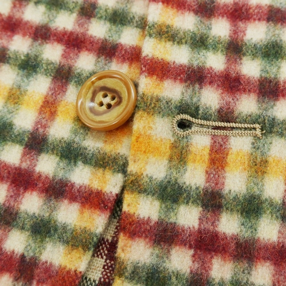 【中古】タリアトーレ TAGLIATORE ウールポリエステル チェック カジュアルジャケット ベージュ×ボルドーxグリーン系【 46 】【 状態ランクA 】【 メンズ 】