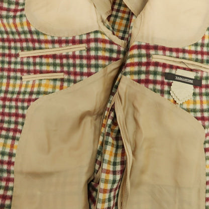 【中古】タリアトーレ TAGLIATORE ウールポリエステル チェック カジュアルジャケット ベージュ×ボルドーxグリーン系【 46 】【 状態ランクA 】【 メンズ 】
