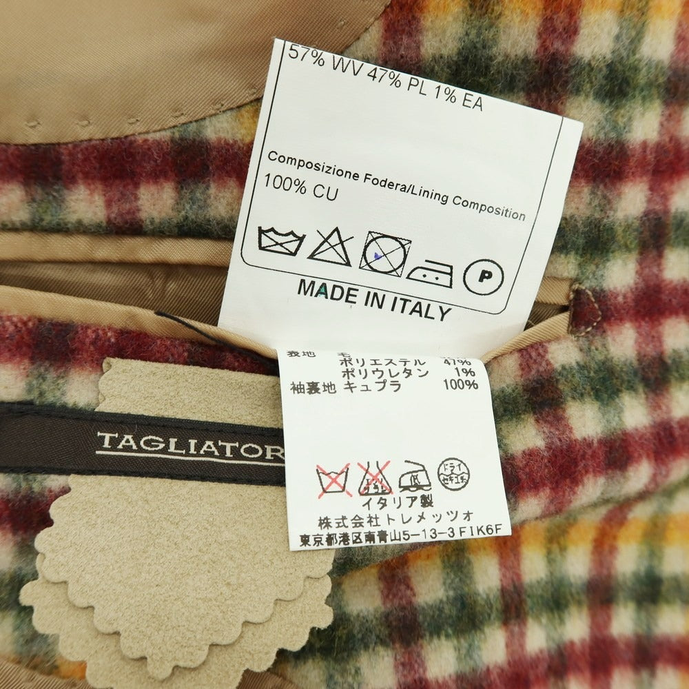 【中古】タリアトーレ TAGLIATORE ウールポリエステル チェック カジュアルジャケット ベージュ×ボルドーxグリーン系【 サイズ46 】【 状態ランクA 】【 メンズ 】 [APD]