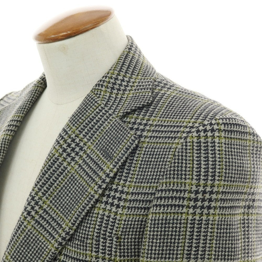 【中古】ソブリン SOVEREIGN ウール チェック テーラードジャケット グレー系xモスグリーン【 46 】【 状態ランクA 】【 メンズ 】
