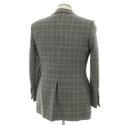 【中古】ソブリン SOVEREIGN ウール チェック テーラードジャケット グレー系xモスグリーン【 46 】【 状態ランクA 】【 メンズ 】