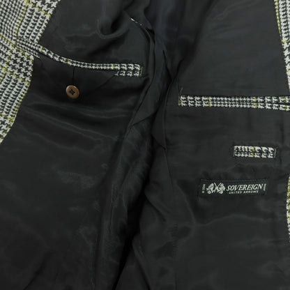 【中古】ソブリン SOVEREIGN ウール チェック テーラードジャケット グレー系xモスグリーン【 46 】【 状態ランクA 】【 メンズ 】