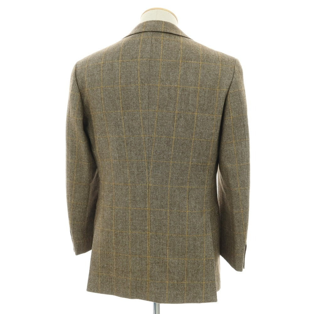 【中古】カモシタ camoshita ウール チェック テーラードジャケット カーキブラウン【 44 】【 状態ランクA 】【 メンズ 】