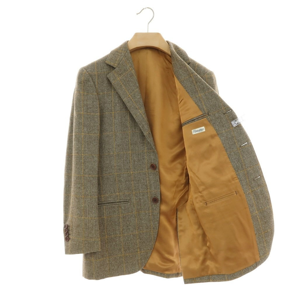 【中古】カモシタ camoshita ウール チェック テーラードジャケット カーキブラウン【 44 】【 状態ランクA 】【 メンズ 】