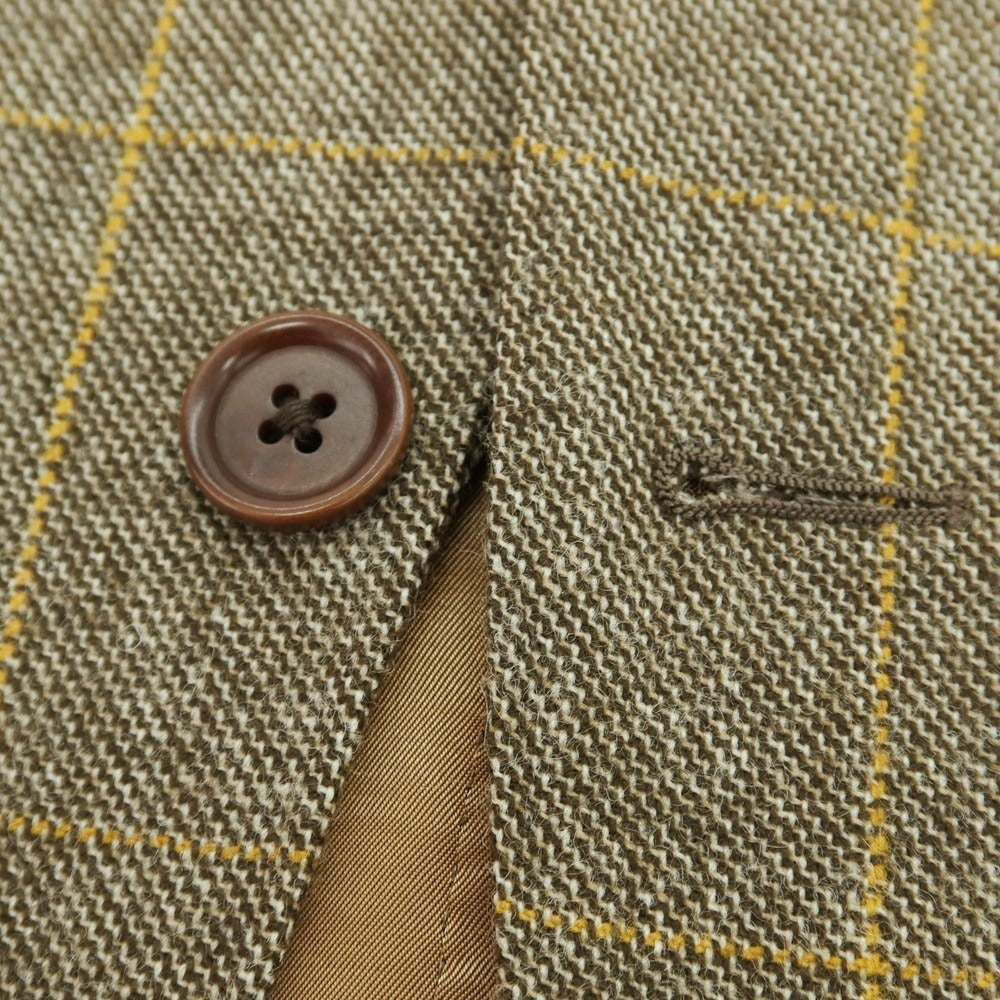 【中古】カモシタ camoshita ウール チェック テーラードジャケット カーキブラウン【 44 】【 状態ランクA 】【 メンズ 】