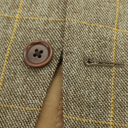 【中古】カモシタ camoshita ウール チェック テーラードジャケット カーキブラウン【 44 】【 状態ランクA 】【 メンズ 】