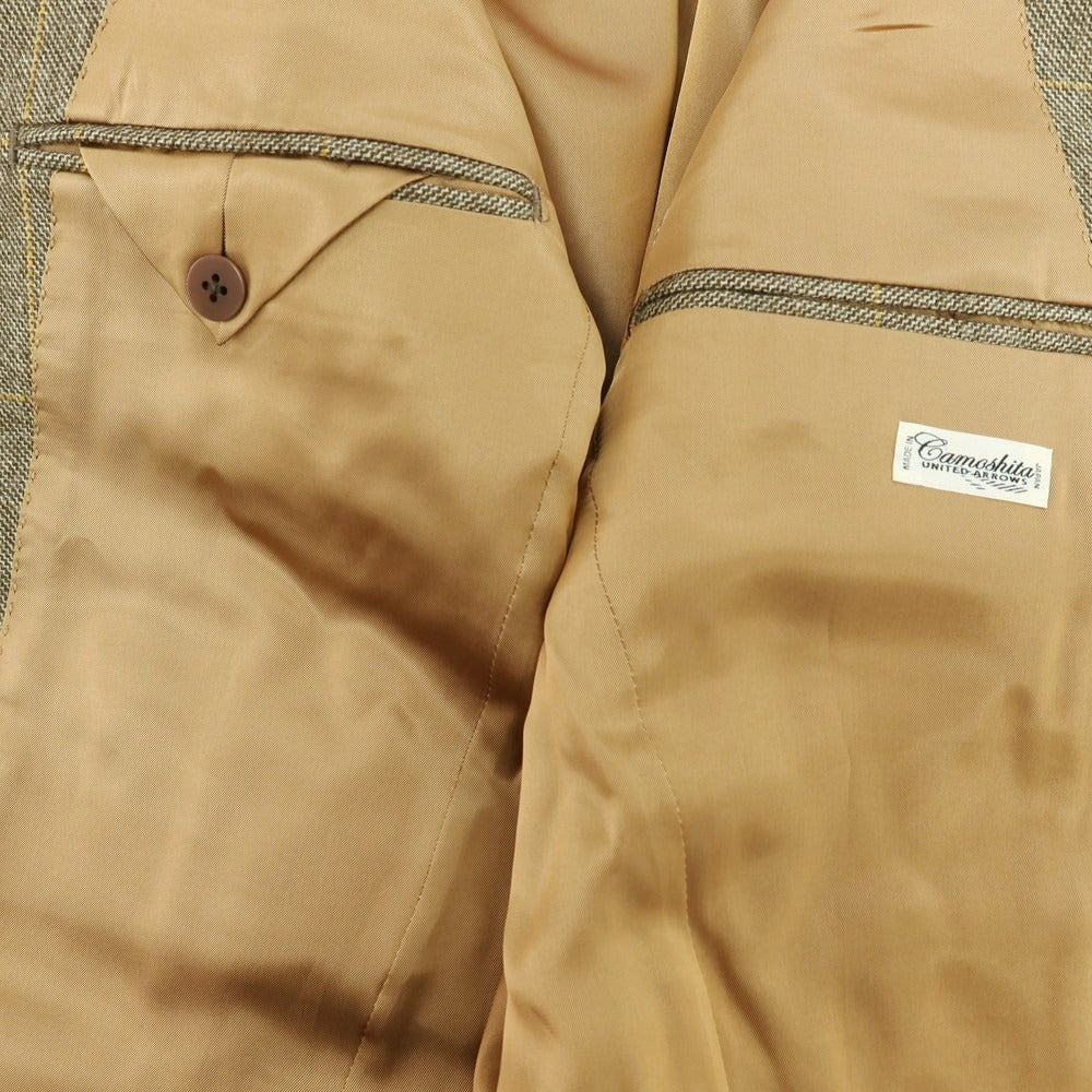 【中古】カモシタ camoshita ウール チェック テーラードジャケット カーキブラウン【 44 】【 状態ランクA 】【 メンズ 】