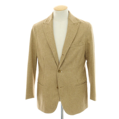 【中古】アカミネ Y.Akamine ウール ハウンドトゥース テーラードジャケット ライトブラウン×ブラウン【 44 】【 状態ランクB 】【 メンズ 】