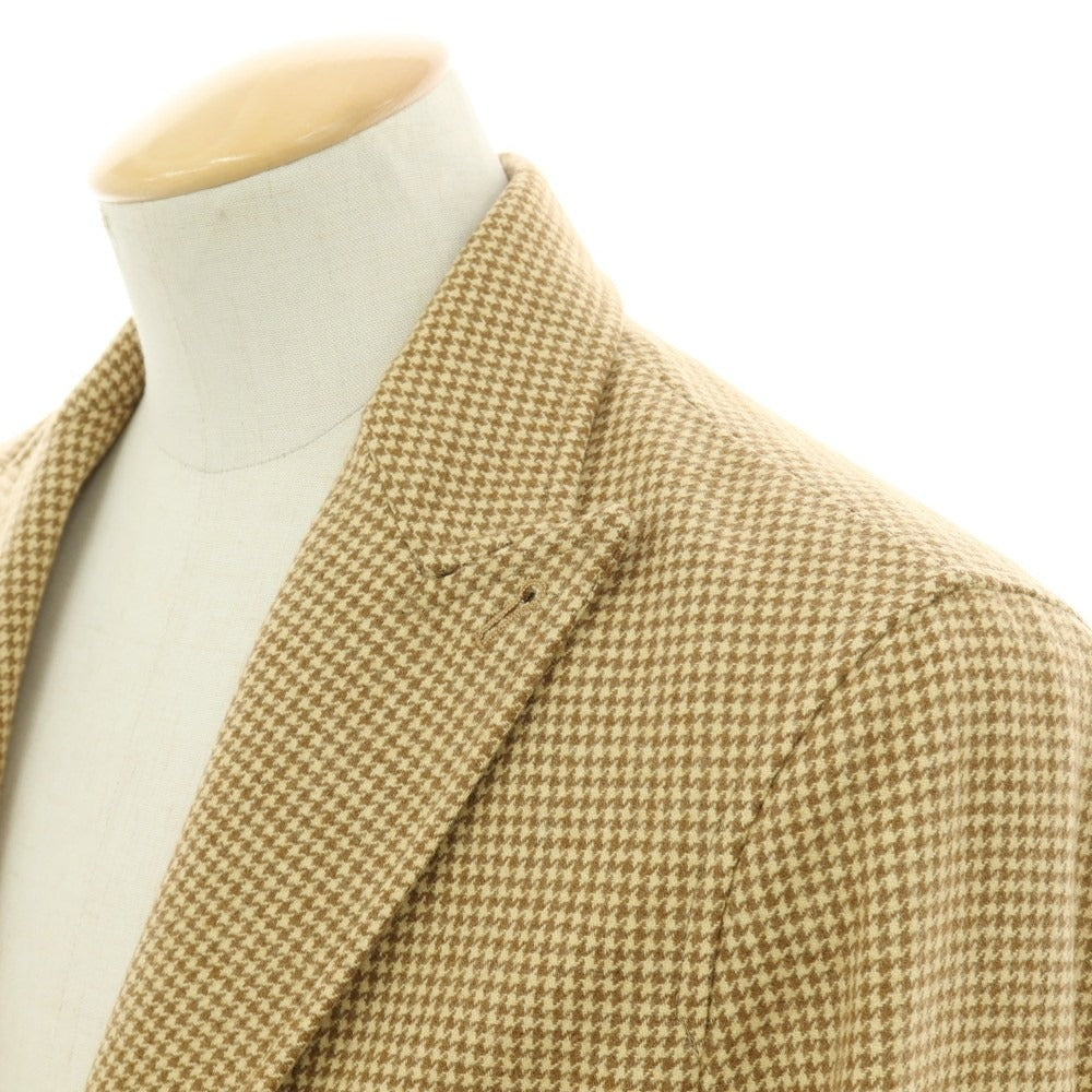【中古】アカミネ Y.Akamine ウール ハウンドトゥース テーラードジャケット ライトブラウン×ブラウン【 44 】【 状態ランクB 】【 メンズ 】