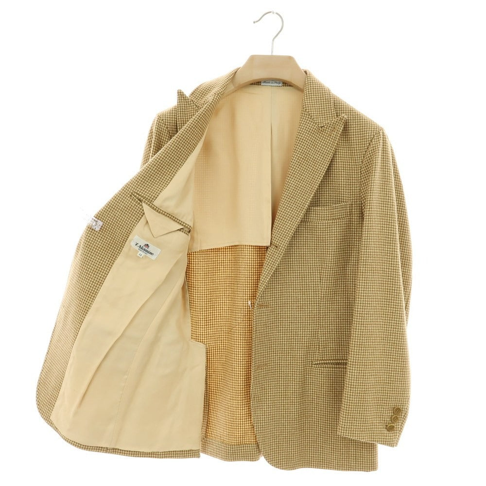 【中古】アカミネ Y.Akamine ウール ハウンドトゥース テーラードジャケット ライトブラウン×ブラウン【 44 】【 状態ランクB 】【 メンズ 】