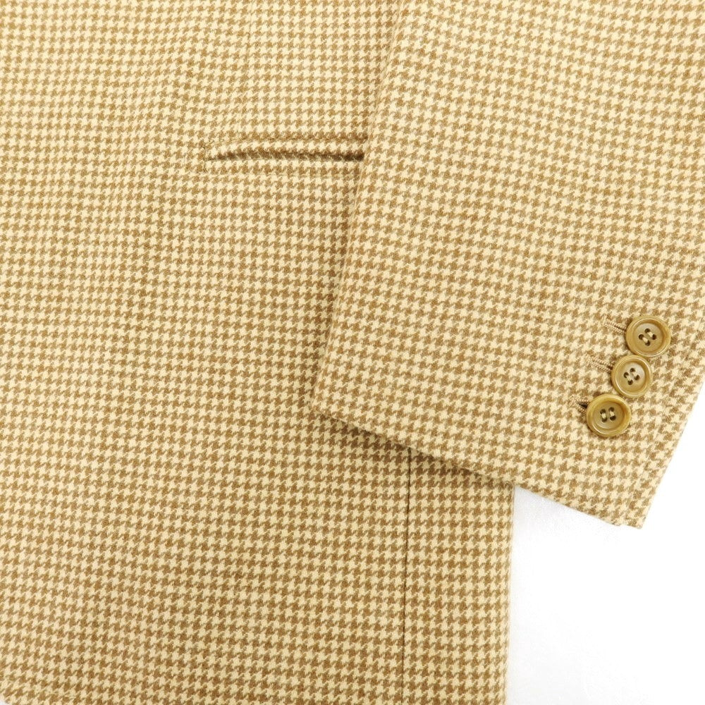 【中古】アカミネ Y.Akamine ウール ハウンドトゥース テーラードジャケット ライトブラウン×ブラウン【 44 】【 状態ランクB 】【 メンズ 】