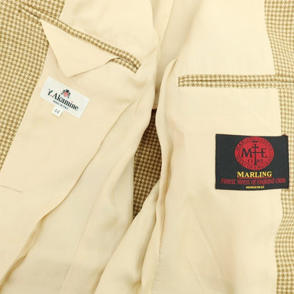 【中古】アカミネ Y.Akamine ウール ハウンドトゥース テーラードジャケット ライトブラウン×ブラウン【 44 】【 状態ランクB 】【 メンズ 】