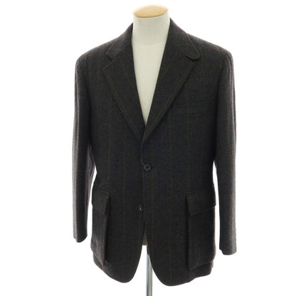 【中古】ポールスチュアート PAUL STUART ウール チェック テーラードジャケット ダークグレーxブラウン系【 S 】【 状態ランクB 】【 メンズ 】