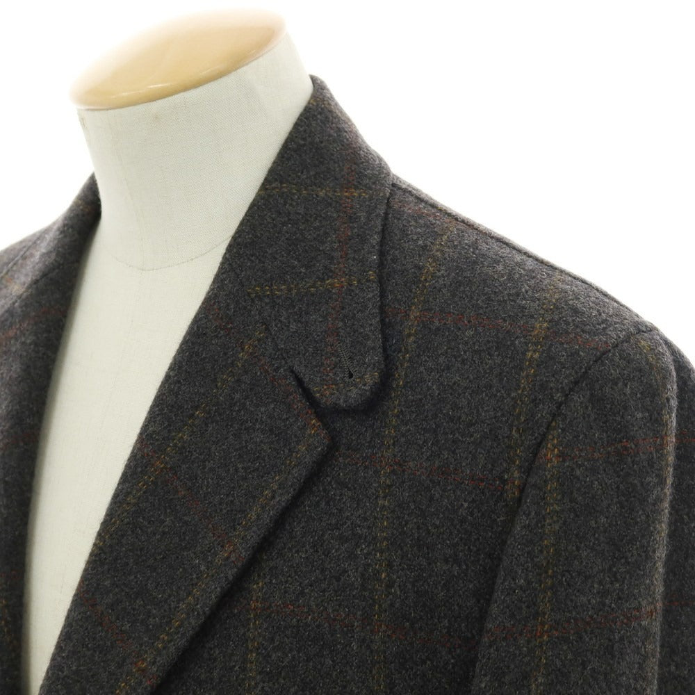 【中古】ポールスチュアート PAUL STUART ウール チェック テーラードジャケット ダークグレーxブラウン系【 S 】【 状態ランクB 】【 メンズ 】