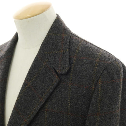 【中古】ポールスチュアート PAUL STUART ウール チェック テーラードジャケット ダークグレーxブラウン系【 S 】【 状態ランクB 】【 メンズ 】