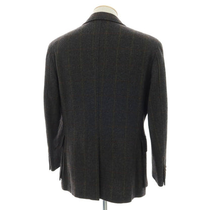 【中古】ポールスチュアート PAUL STUART ウール チェック テーラードジャケット ダークグレーxブラウン系【 S 】【 状態ランクB 】【 メンズ 】