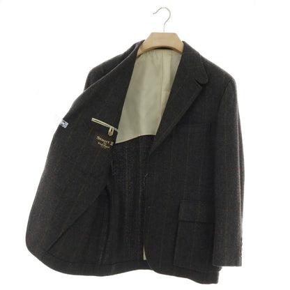 【中古】ポールスチュアート PAUL STUART ウール チェック テーラードジャケット ダークグレーxブラウン系【 S 】【 状態ランクB 】【 メンズ 】