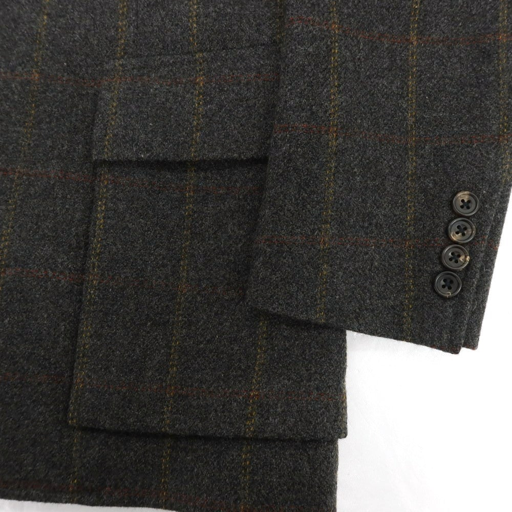 【中古】ポールスチュアート PAUL STUART ウール チェック テーラードジャケット ダークグレーxブラウン系【 S 】【 状態ランクB 】【 メンズ 】